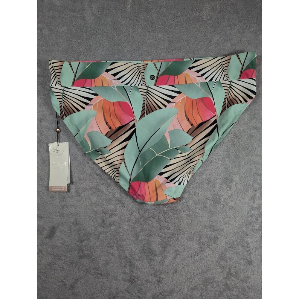 Calia High Leg Swim Bottom Womens Size XL Green Floral Agave Leaf Wide Banded - Picture 9 of 10